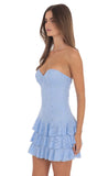 Strapless Floral Mini Dress In Blue