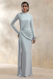 Kyrissa Blue High Neck Maxi Dress With Gathered Detailing