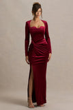 Fay Berry Velvet Corset Style Knot Maxi Dress