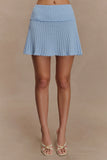 Indy Pointelle Knit Mini Skirt Cornflower Blue