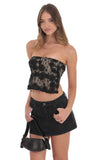 Textured Lace Strapless Top in Black