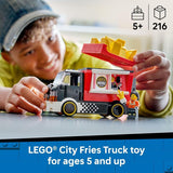 LEGO City Fries Food Truck Building Toy for Kids Pretend Play Truck Toy for Boys Girls Ages 5 Mobile Restaurant Playset W 2 Minifigures Detachable Kiosk Gift Idea for Birthdays 60488