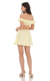 Dotted Off Shoulder Cutout Dress in Yellow