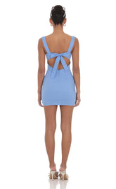 Square Neck Bodycon Dress in Blue