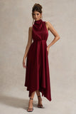 Kerri Berry Satin Cowl Neck Maxi Dress