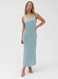 Mint Twist Back Satin Maxi Dress