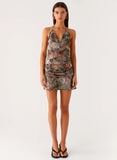 Wineweather Cowl Mini Dress Vintage Blossom