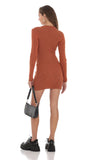 Front Zip Knit Dress in Orange