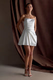 Lora Strapless Satin Mini Dress White