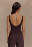 Natalya Ribbed Knit Cami Top Dark Chocolate
