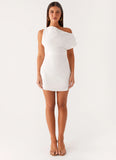 Moonlight Oasis Asymmetrical Cotton Mini Dress Off White