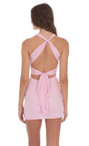 Rhinestone TwistV Neck Dress in Pink