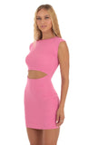 Ribbed Knit Cutout Dress in Pink