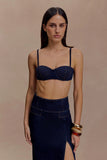Belle Denim Cropped Bralette Indigo Blue