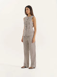 Brown Stripe Straight Leg Trouser