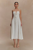 Elias Shirred Cotton Midi Dress White