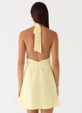 Guide You Halter Neck Mini Dress Yellow