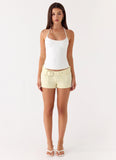 Favourite Moment Belt Mini Shorts Pale Yellow