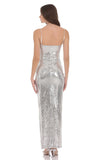 Sequin Keyhole Maxi Dress in Silver