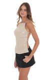 Sequin Open Back Top in Champagne
