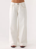 Neo Low Rise Wide Leg Denim Jeans Ivory