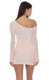 Sequin One Shoulder Bodycon Dress in Light Pink