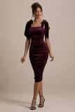 Tarna Port Velvet Midi Dress With Bow Straps