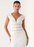Ruann Lace Trim Top White