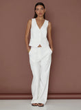 White Linen Cross Back Waistcoat