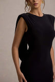 To The Moon Black Cowl Back Maxi Dress