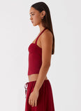 Cheryl Bustier Halter Top Cherry Red