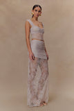 Guinevere Lace And Mesh Maxi Skirt Lilac