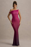 Exotic Berry Ombre Twisted Asymmetric Maxi Dress