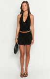Clancy Black Velvet Crop Top