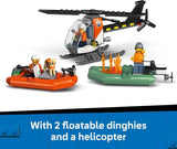 LEGO City Coast Guard Rescue Boat Helicopter Building Toys Kids Pretend Play Set for Boys Girls Ages 7 W 2 Rescue Boat Toys 5 Minifigures Dog Figure Gift Idea for Birthdays 60504