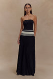 Solaris Strapless Contrast Knit Maxi Dress Black White