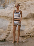 Chocolate Stripe Knitted High Waisted Shorts