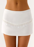 Perfect Celebrity Beaded Mini Skirt White