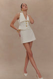 Alix Mixed Button Vest Ivory