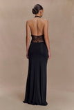 Bonnie Slinky And Lace Maxi Dress Black