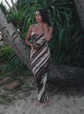 Printed Sheer Mesh Maxi Dress