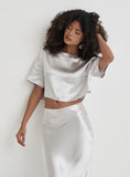 Silver Satin Cropped Top