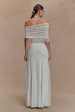 Gabrielle Slinky And Mesh Maxi Dress White