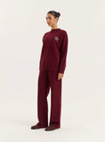Burgundy Knitted Straight Leg Trousers
