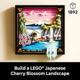 LEGO Art Japanese Cherry Blossom Landscape Building Set for Adults Room Decoration Gift for Women Men Ages 18 Framed Wall Decor Stand or Hang to Display 31218