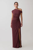 Alyn Off Shoulder Draped Maxi Dress Dark Plum