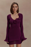 Samira Knit Long Sleeve Mini Dress Plum