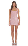 Sequin Halter Dress in Rose Pink
