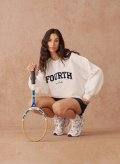 White Fourth Embroidered Branded Sweatshirt