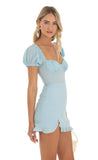 Puff Sleeve Mini Dress in Blue